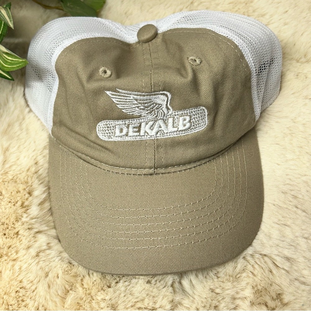 Outdoor Caps Tan and White Mesh Cap Embroidered Logo DEKALB‎ Youth